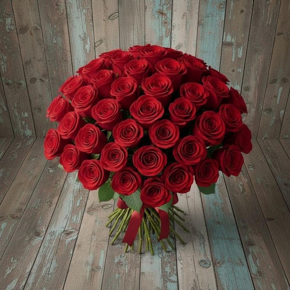 Букет 55 Красных роз Фридом в Актюбинском