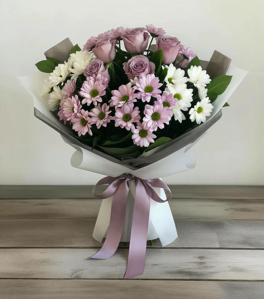 Букет цветов из: Хризантемы и Розы в Актюбинском