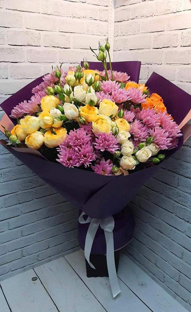Букет цветов из: Хризантемы и Розы в Актюбинском