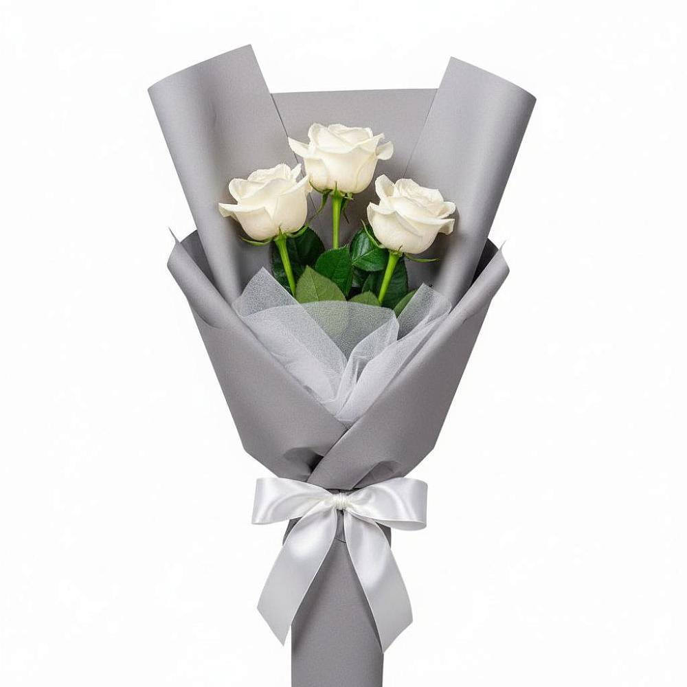 Букет 3 белые розы в Актюбинском