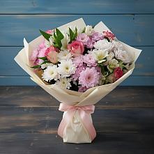 Букет цветов из:  Хризантемы, Альстромерии и Розы в Актюбинском