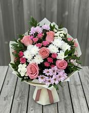Букет цветов из:  Альстромерии, Гвоздики, Розы и Хризантемы #REPLACE_PRED# Актюбинском