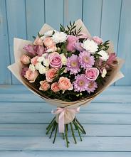 Букет цветов из:  Хризантемы, Розы и Альстромерии #REPLACE_PRED# Актюбинском