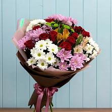 Букет цветов из:  Розы, Хризантемы и Альстромерии в Актюбинском
