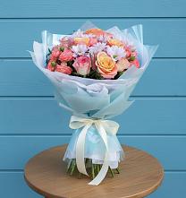 Букет цветов из:  Хризантемы и Розы в Актюбинском