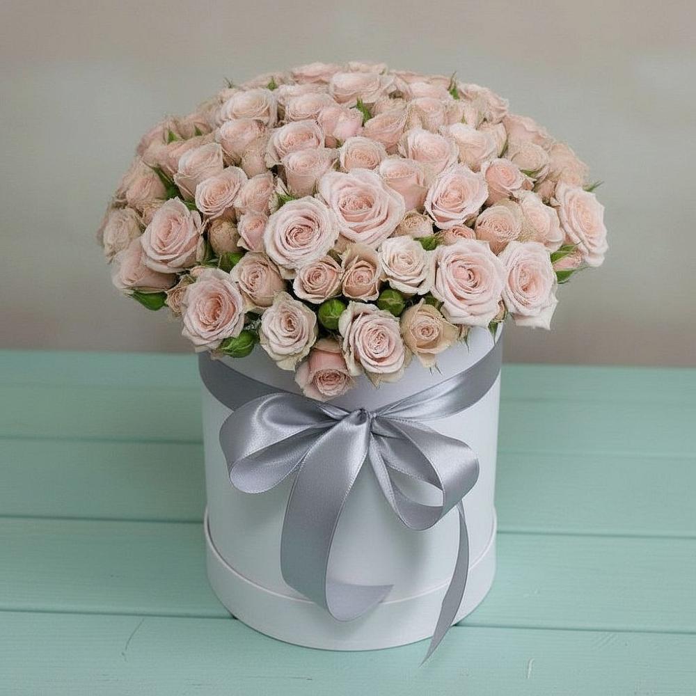 Цветочная композиция из Розы в шляпной коробке в Актюбинском